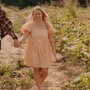 Pink and Yellow Gingham puff sleeve dress